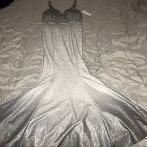 Silver sparkle ombré floor length mermaid gown ✨